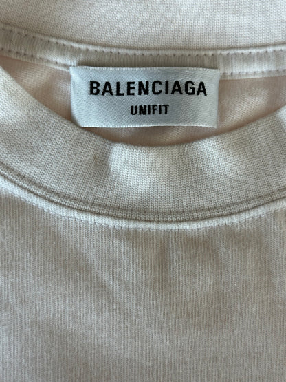 Balenciaga White & Black Strike Logo T-Shirt