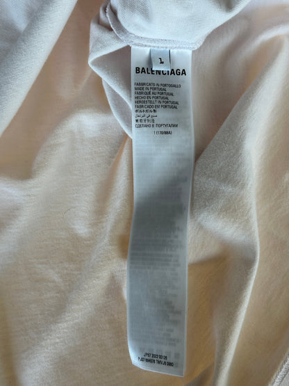 Balenciaga White & Black Strike Logo T-Shirt