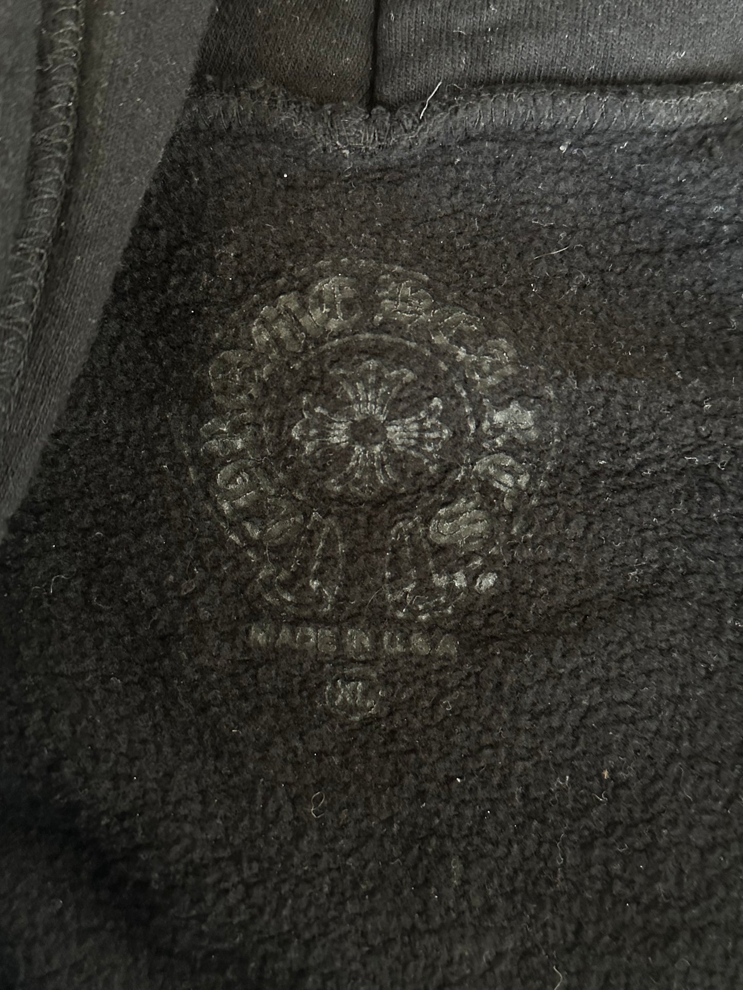 Chrome Hearts Black & White Scroll Logo Zip Up Hoodie