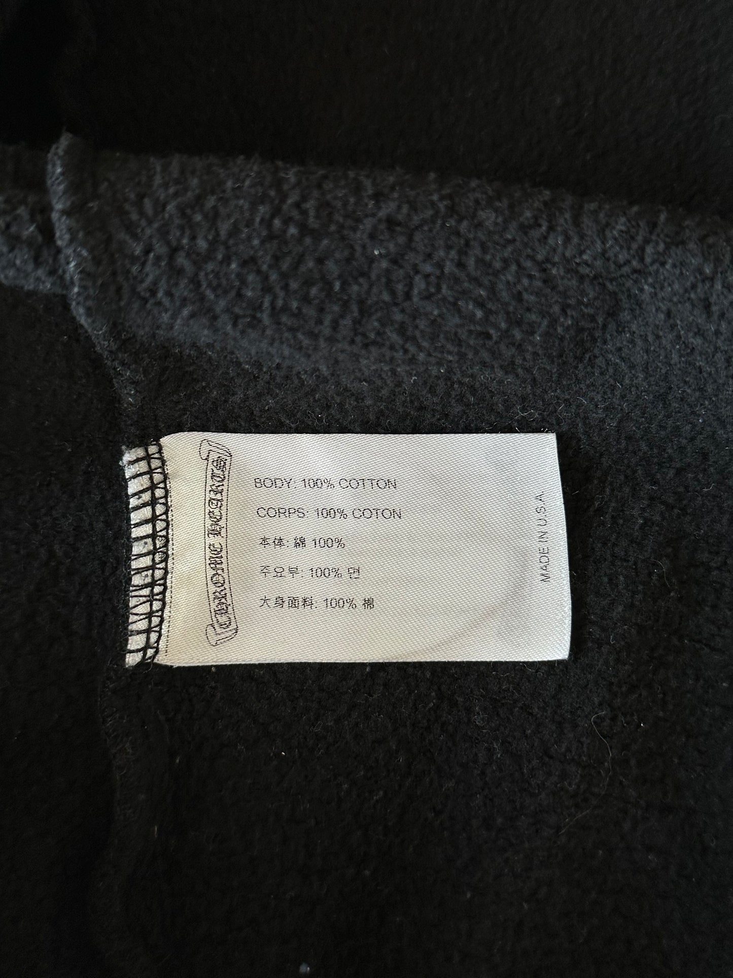 Chrome Hearts Black & White Scroll Logo Zip Up Hoodie