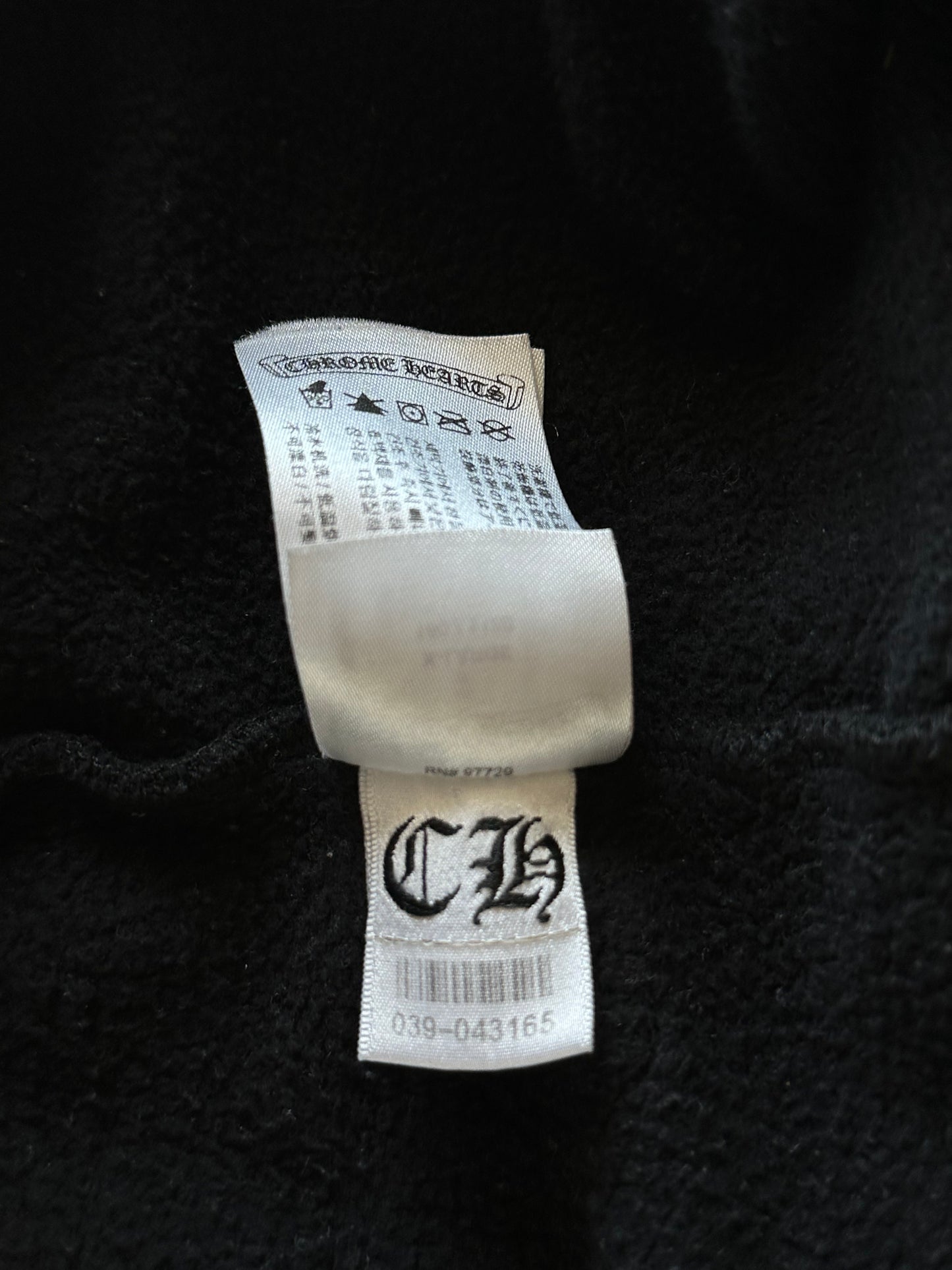 Chrome Hearts Black & White Scroll Logo Zip Up Hoodie