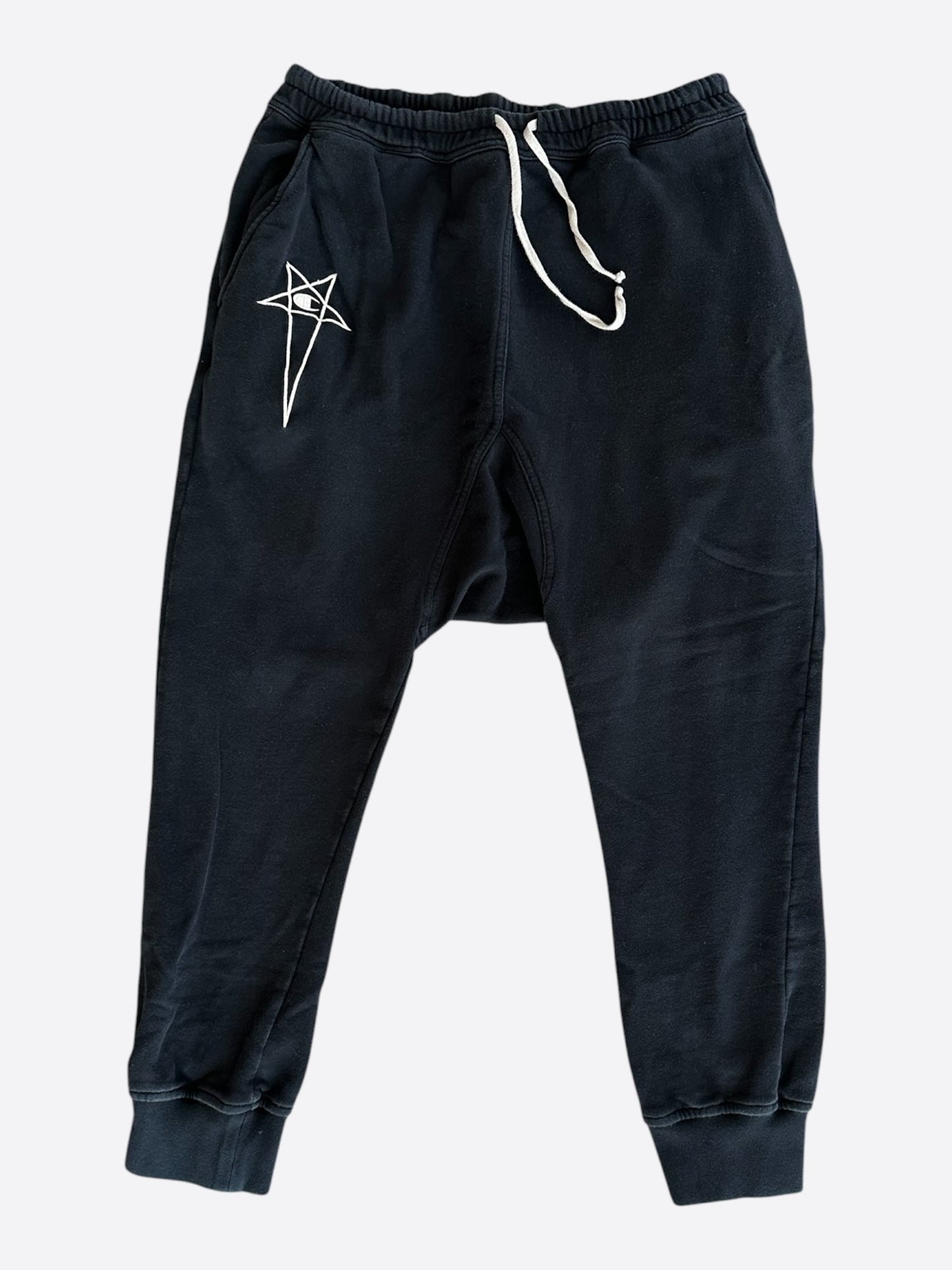Rick Owens Champion Black & White Embroidered Logo Sweatpants