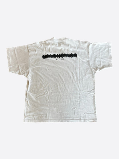 Balenciaga White & Black Strike Logo T-Shirt