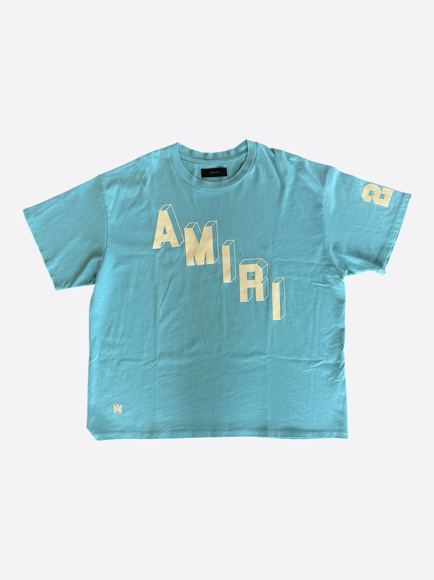 Amiri Blue & White Flocked Logo T-Shirt