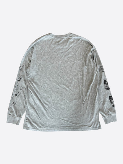 Givenchy Grey & Black Schematics Graphic Longsleeve T-Shirt