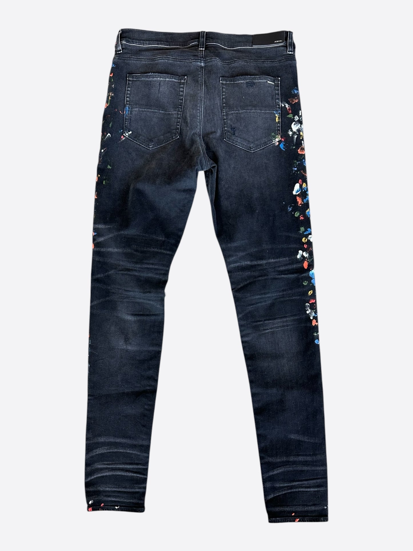 Amiri Aged Black Paint Splatter Distressed Jeans