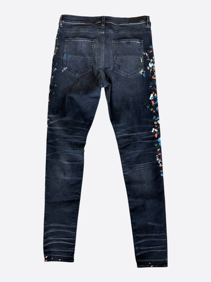 Amiri Aged Black Paint Splatter Distressed Jeans