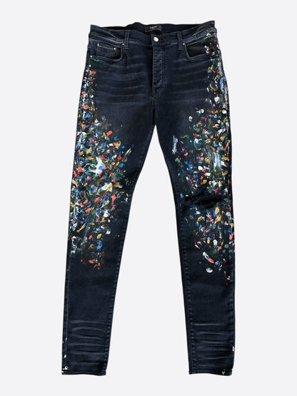 Amiri Aged Black Paint Splatter Distressed Jeans