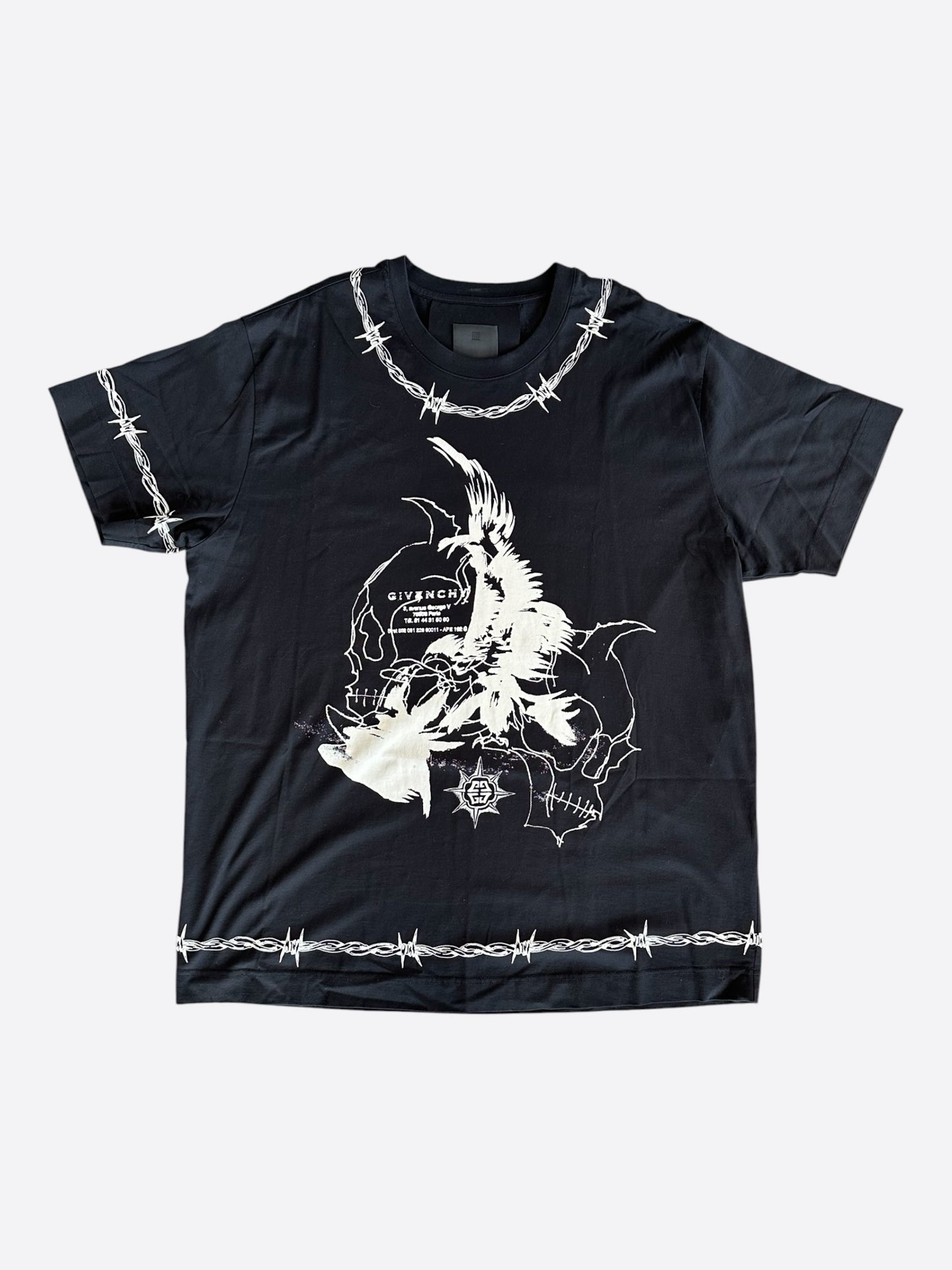 Givenchy Black & White Barbed Wire Graphic T-Shirt