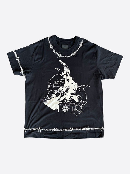 Givenchy Black & White Barbed Wire Graphic T-Shirt