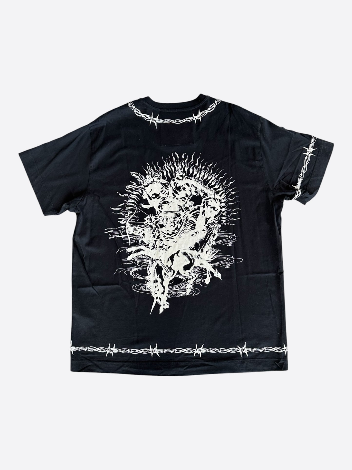Givenchy Black & White Barbed Wire Graphic T-Shirt