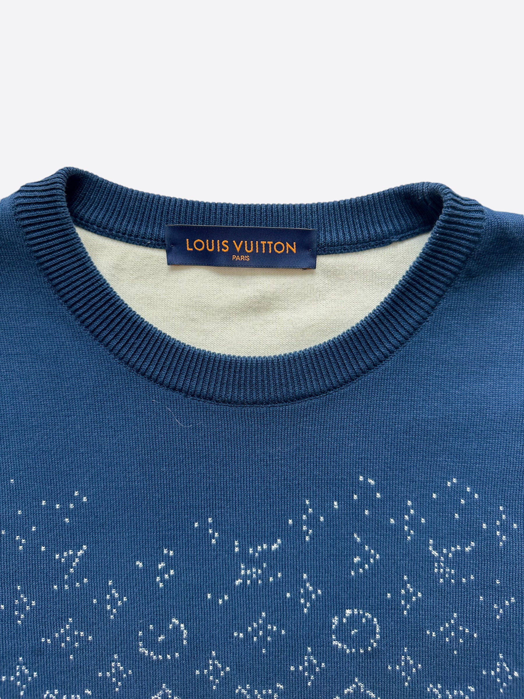 Louis Vuitton Navy Arm Monogram Knit Sweater