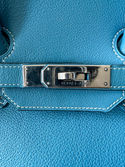 Hermès Blue Clemence Birkin 35