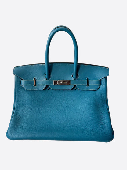 Hermès Blue Clemence Birkin 35