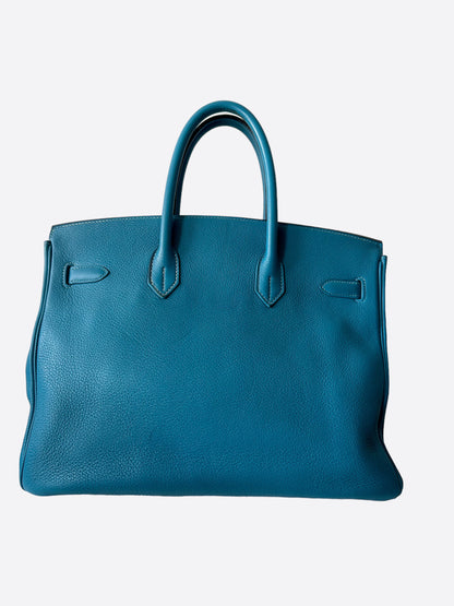 Hermès Blue Clemence Birkin 35