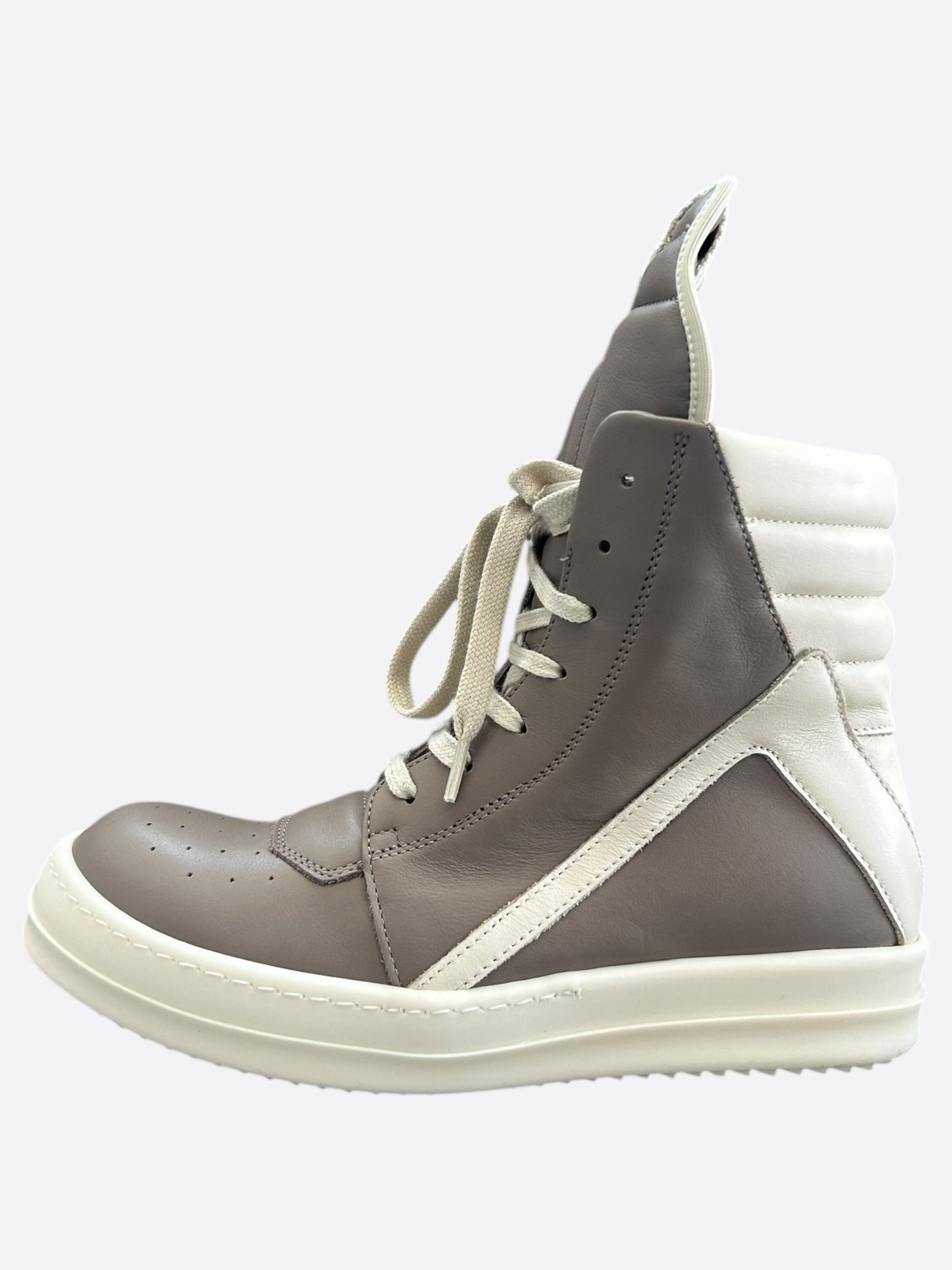 Rick Owens Light Brown & White Geobasket Women's Sneakers