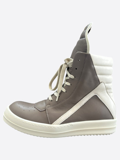 Rick Owens Light Brown & White Geobasket Women's Sneakers