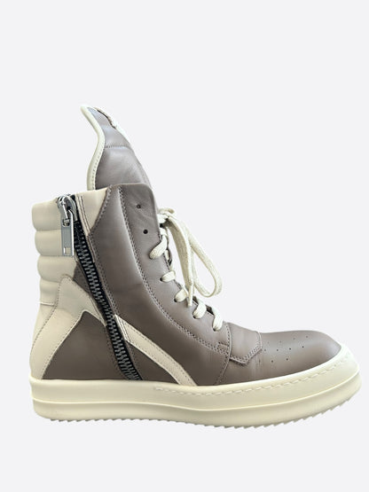 Rick Owens Light Brown & White Geobasket Women's Sneakers