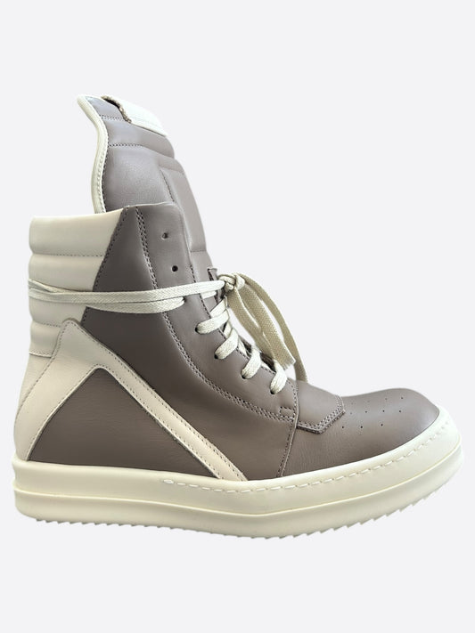 Rick Owens Light Brown & White Geobasket Women's Sneakers