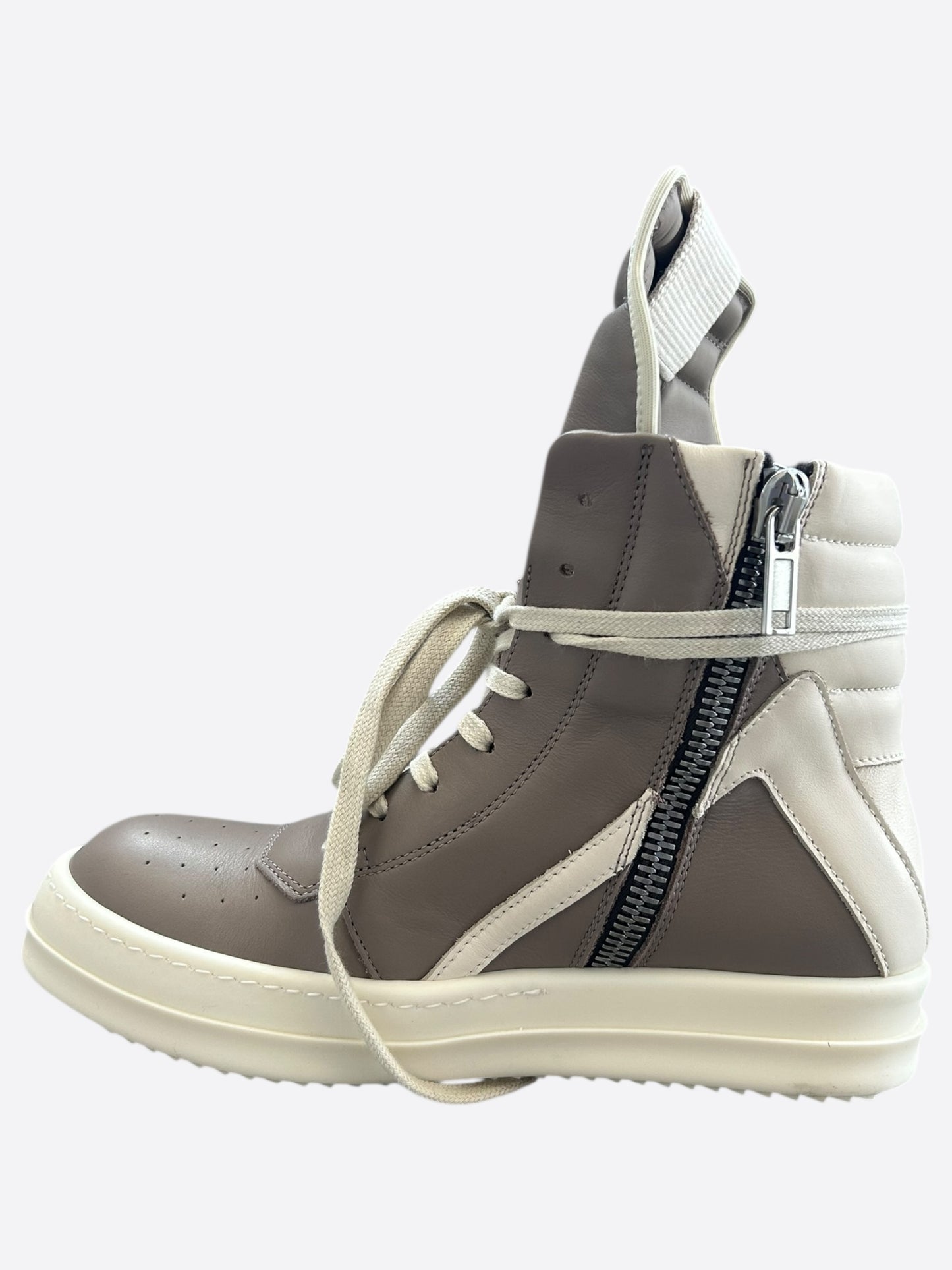 Rick Owens Light Brown & White Geobasket Women's Sneakers