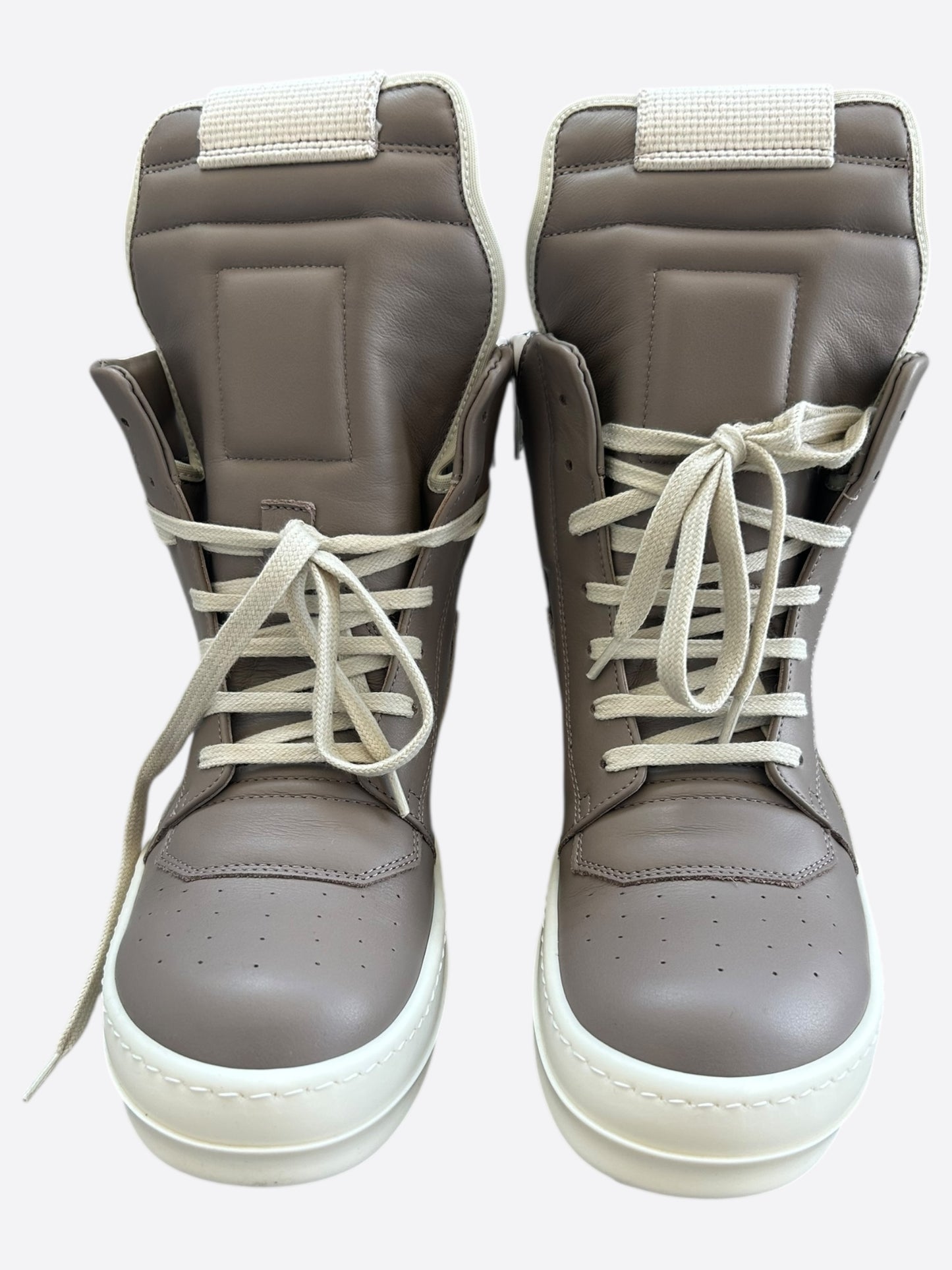 Rick Owens Light Brown & White Geobasket Women's Sneakers