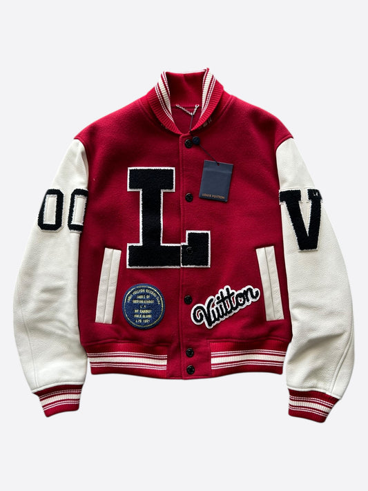 Louis Vuitton Red & White Dreaming Varsity Jacket