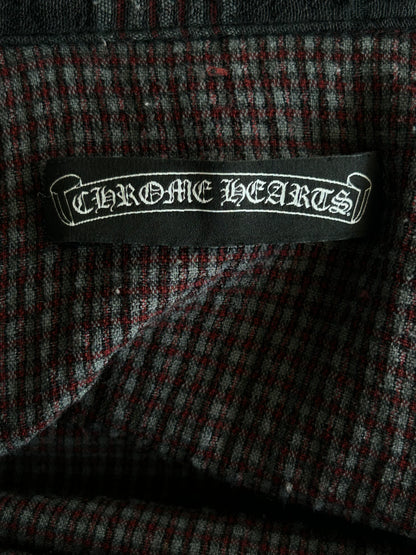 Chrome Hearts Red & Black Leather Cross Patch Flannel