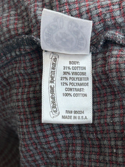 Chrome Hearts Red & Black Leather Cross Patch Flannel