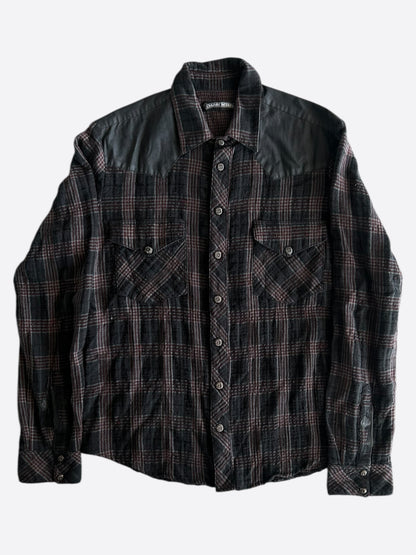 Chrome Hearts Red & Black Leather Cross Patch Flannel