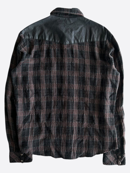 Chrome Hearts Red & Black Leather Cross Patch Flannel