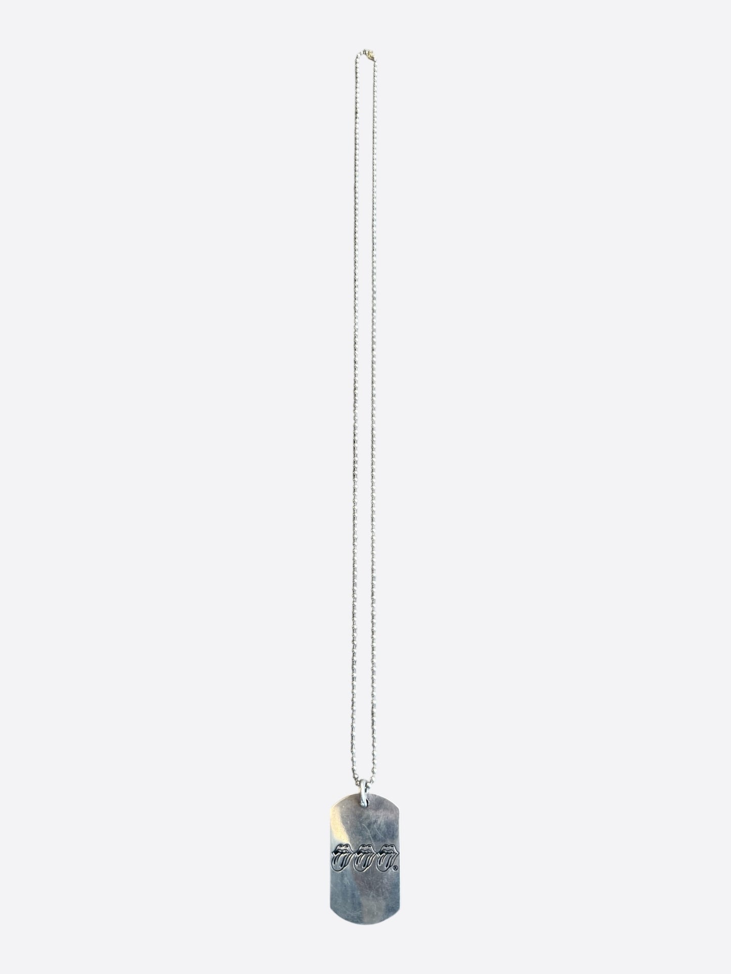 Chrome Hearts Rolling Stones Silver Tag Necklace