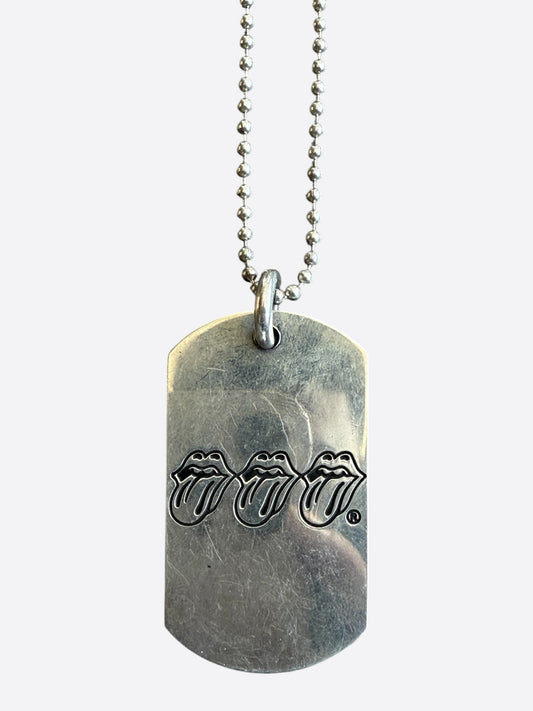 Chrome Hearts Rolling Stones Silver Tag Necklace