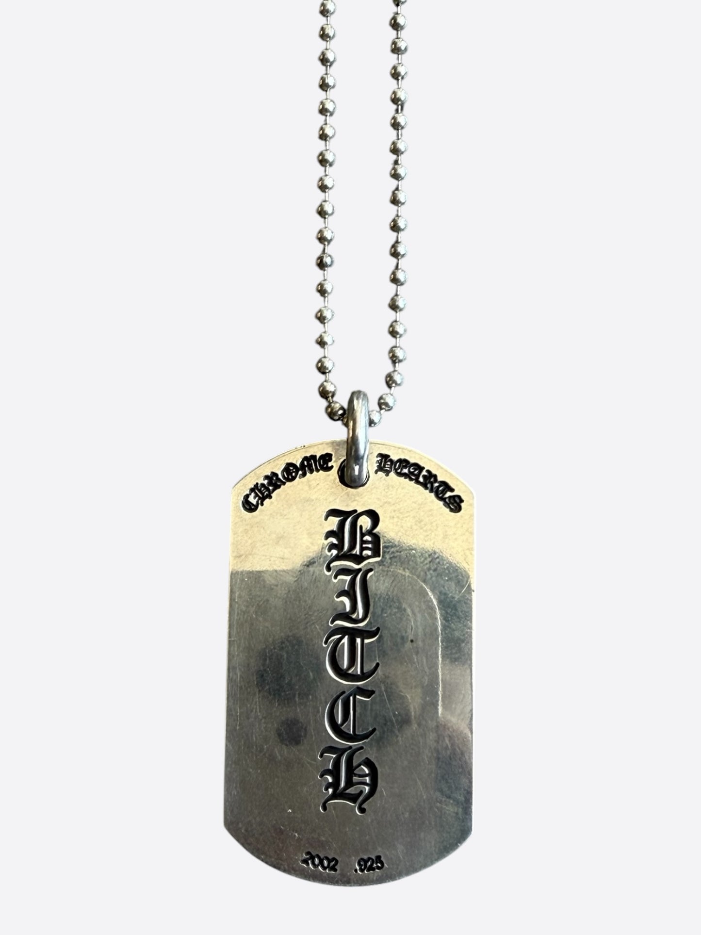 Chrome Hearts Rolling Stones Silver Tag Necklace