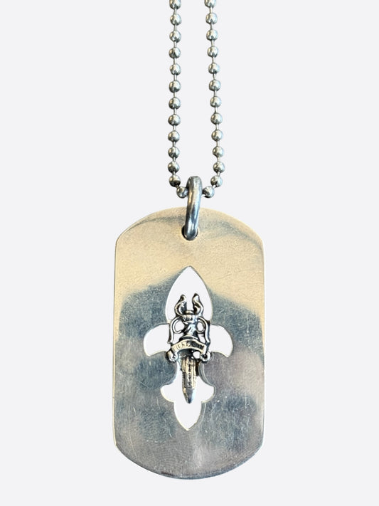 Chrome Hearts Silver Dagger & Fleur Dog Tag Necklace