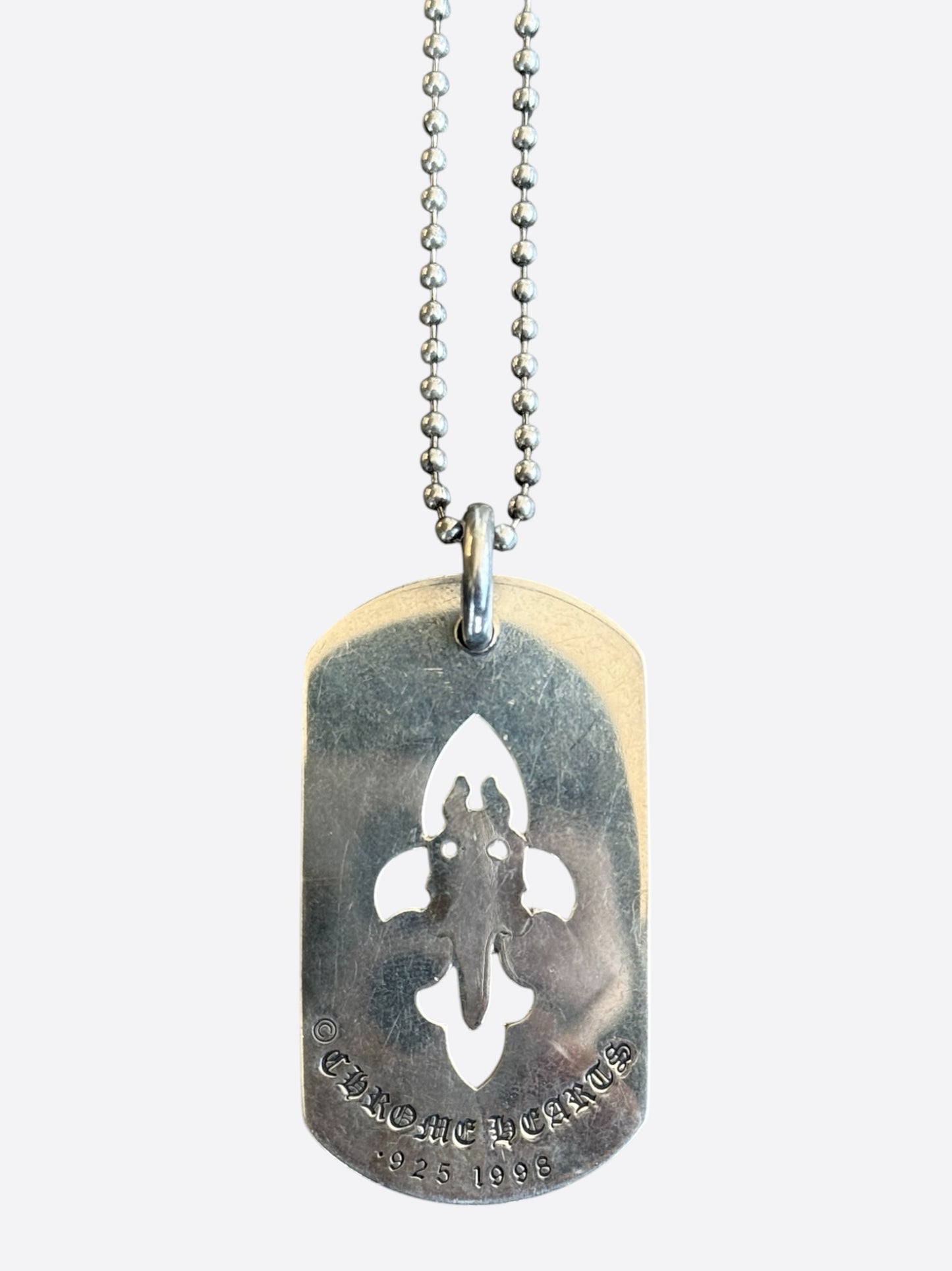 Chrome Hearts Silver Dagger & Fleur Dog Tag Necklace