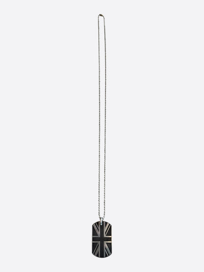 Chrome Hearts Silver Union Jack Dog Tag Necklace
