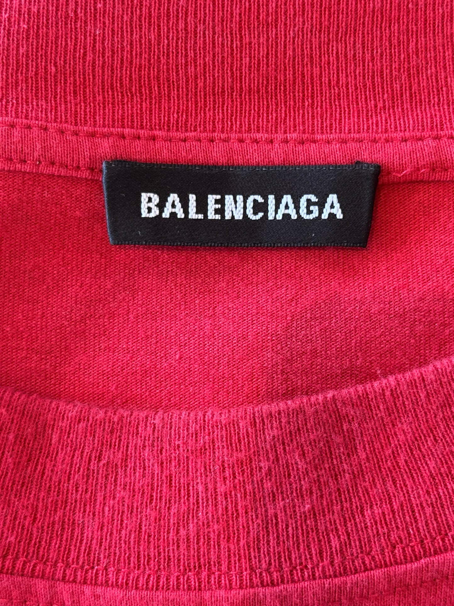 Balenciaga Red & Black Logo T-Shirt
