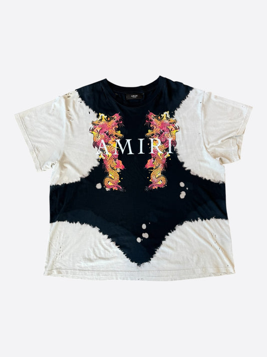 Amiri White & Black Tie Dye Dragon Logo T-Shirt