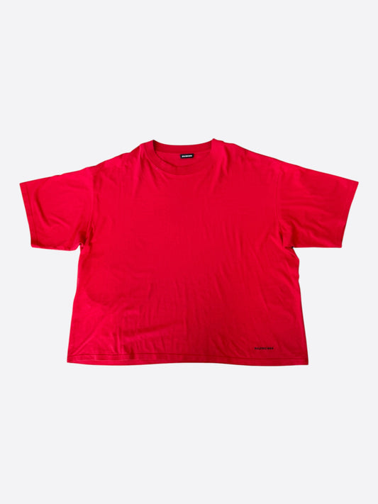 Balenciaga Red & Black Logo T-Shirt