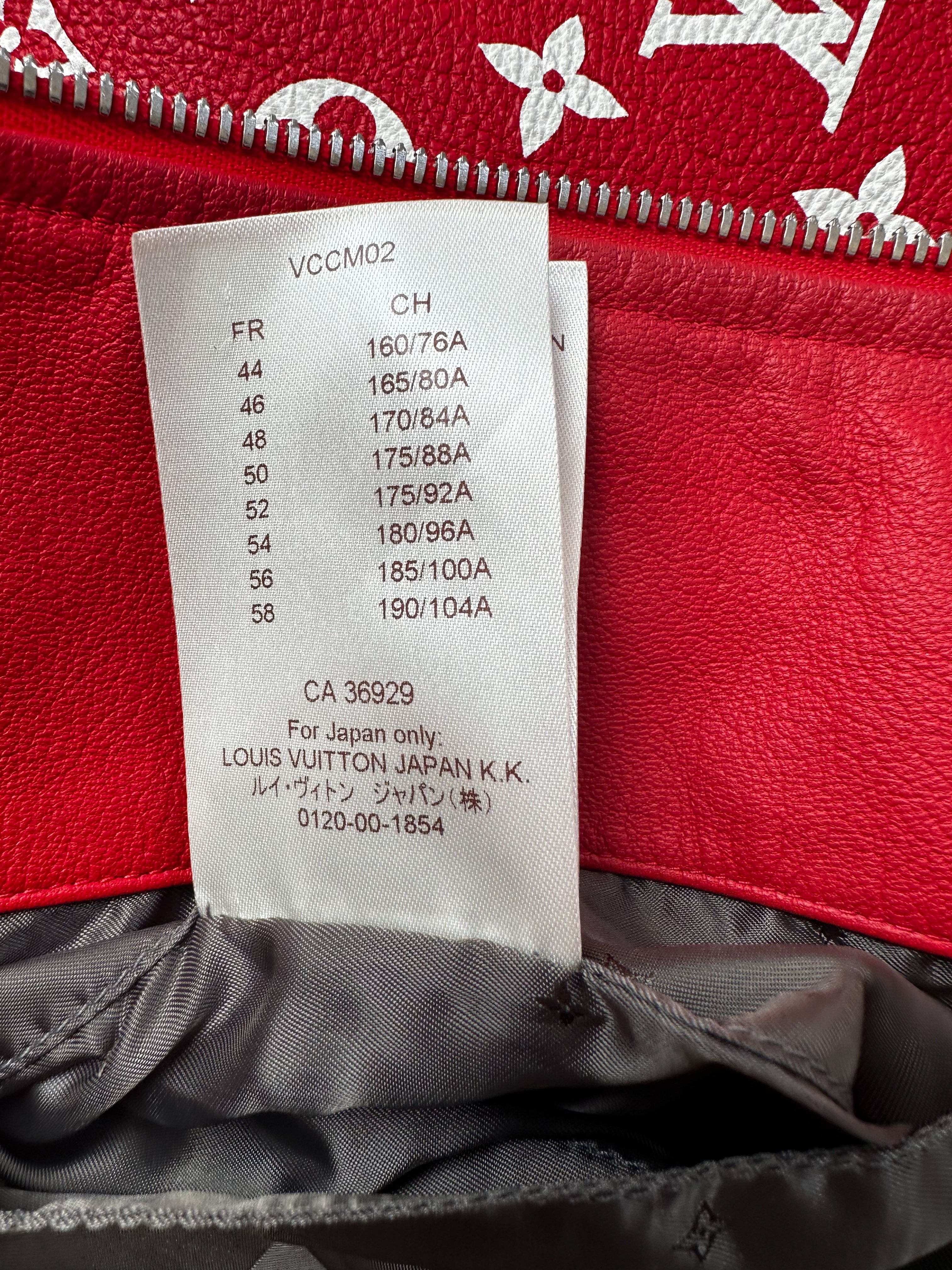 Louis Vuitton Supreme Red & White Monogram Varsity Jacket