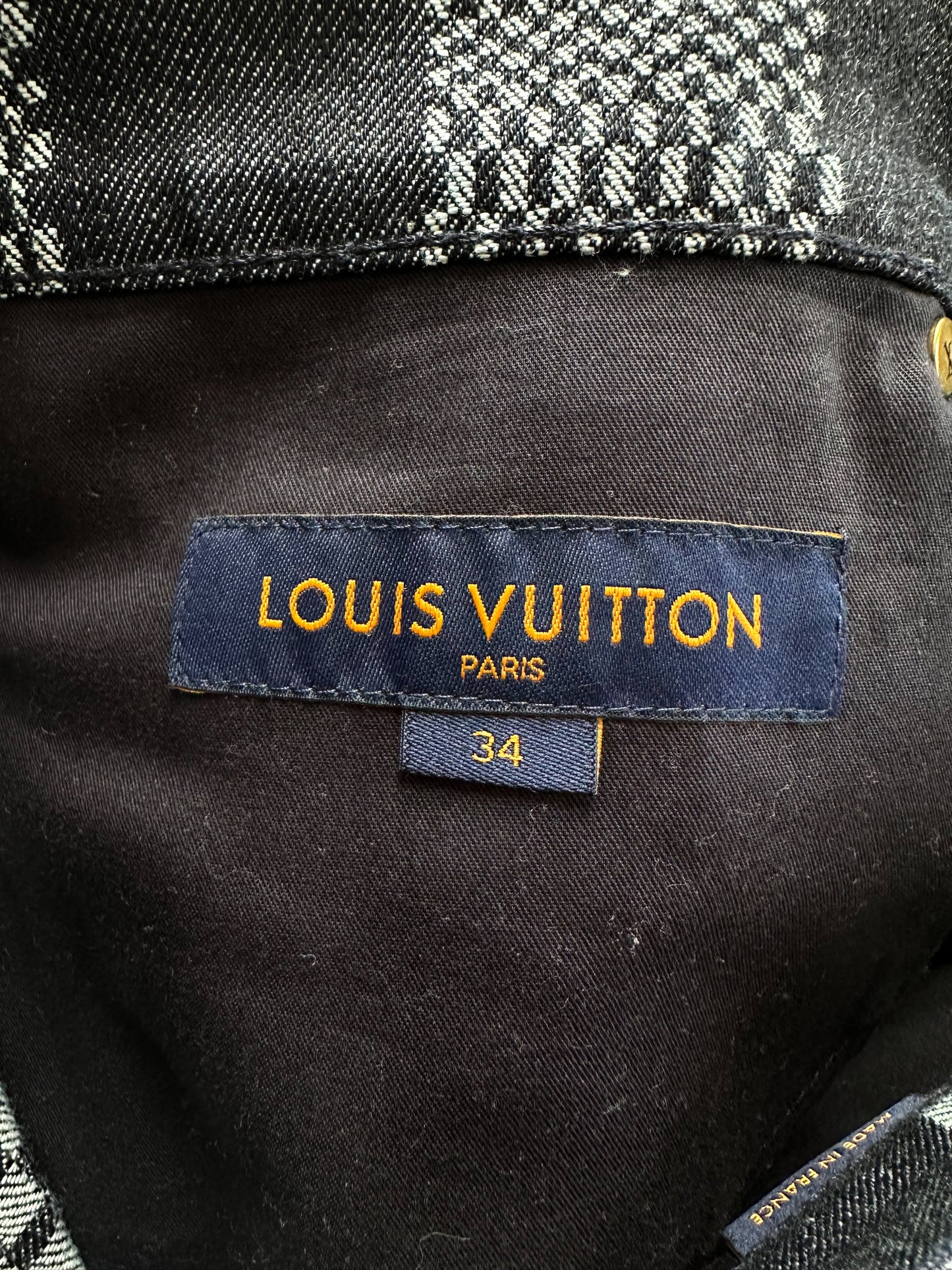 Louis Vuitton Navy Distorted Damier Print Jeans