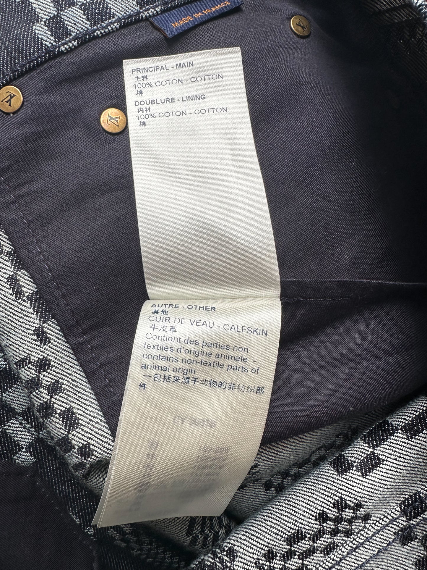 Louis Vuitton Navy Distorted Damier Print Jeans