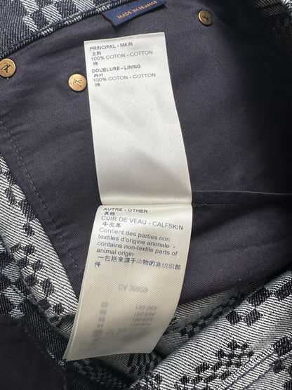 Louis Vuitton Navy Distorted Damier Print Jeans