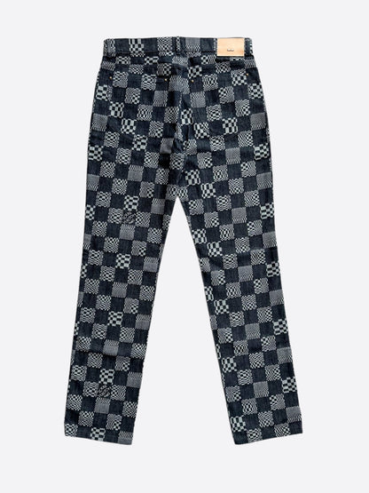 Louis Vuitton Navy Distorted Damier Print Jeans