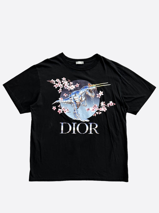 Dior Sorayama Black Dinosaur Logo T-Shirt