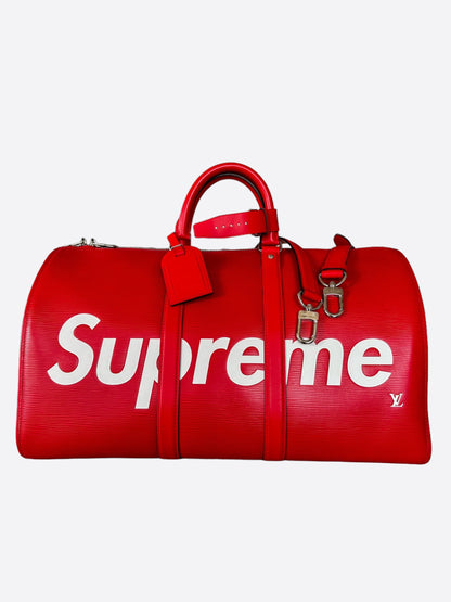 Louis Vuitton Supreme Red EPI Keepall 45