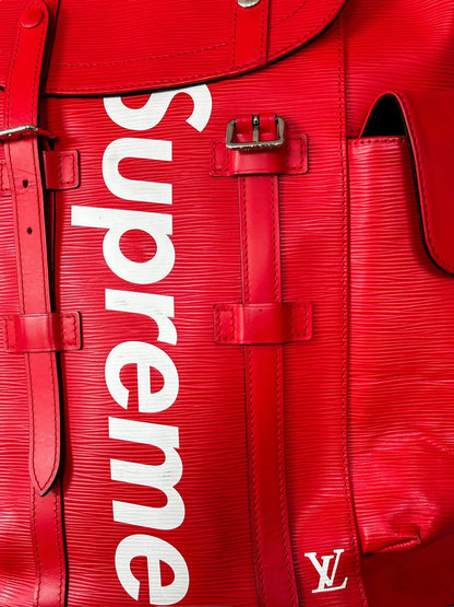Louis Vuitton Supreme Red & White EPI Christopher Backpack – Savonches