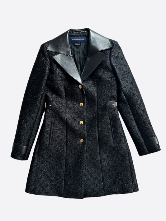 Louis Vuitton Black Glitter Monogram Women's Coat