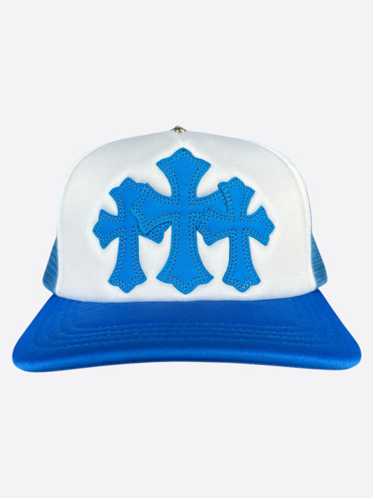 Chrome Hearts Blue Cemetery Cross Patch Trucker Hat