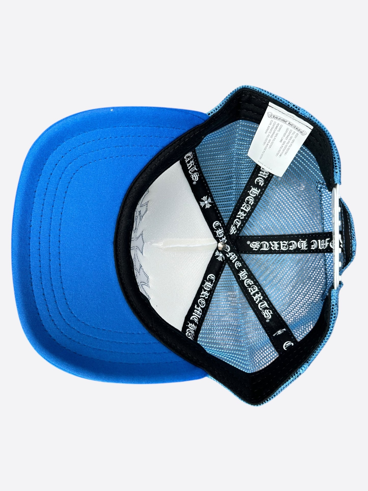 Chrome Hearts Blue Cemetery Cross Patch Trucker Hat